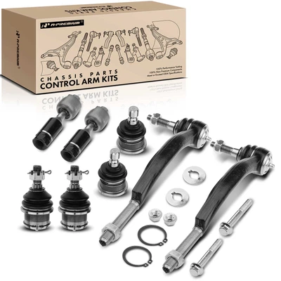 8 Pcs Inner & Outer Tie Rod End & Front Ball Joint