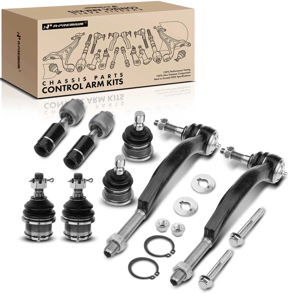 2003-2008 Isuzu Ascender A Set of 8 Ball Joint and Tie Rod End Kit Front, Inner & Outer A-Premium APCA1031