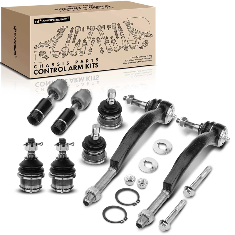 A Set of 8 Ball Joint and Tie Rod End Kit Front, Inner & Outer A-Premium APCA1031