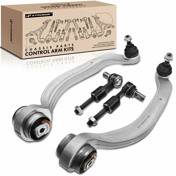 2001-2003 Audi S8 A Set of 4 Control Arm Ball Joint and Tie Rod End Kit Front Side A-Premium APCA1047