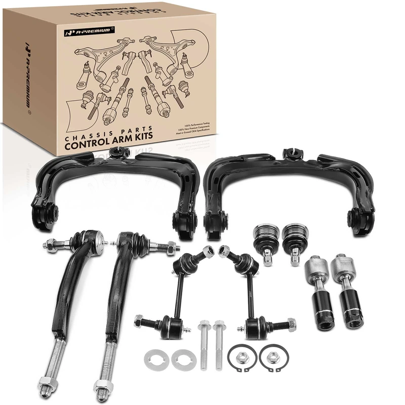 Control Arm + Ball Joint + Sway Bar Link + Tie Rod End, Set of A Set of 10, Front Side, A-Premium APCA1067