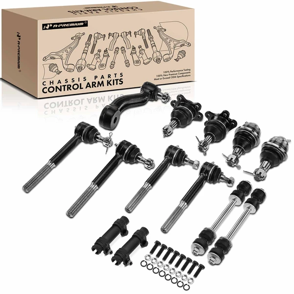 1996-1999 Chevrolet K1500 Suburban A Set of 13 Ball Joint and Sway Bar Link Full Kit Front Side A-Premium APCA1086
