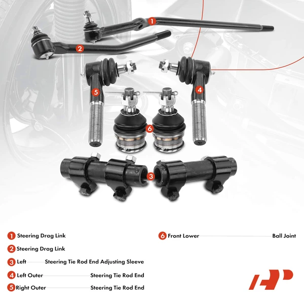 A Set of 8 Ball Joint Adjusting Sleeve Drag Link Tie Rod End Kit Front Side A-Premium APCA1090