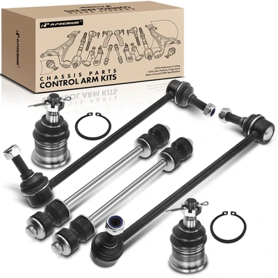 6 Pcs Front & Rear Stabilizer Bar Links Ball Joints