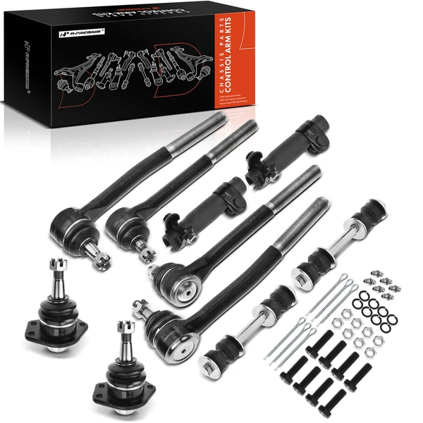 A Set of 10 Ball Joint Adjusting Sleeve Sway Bar Link Tie Rod End Kit Front Side A-Premium APCA1095