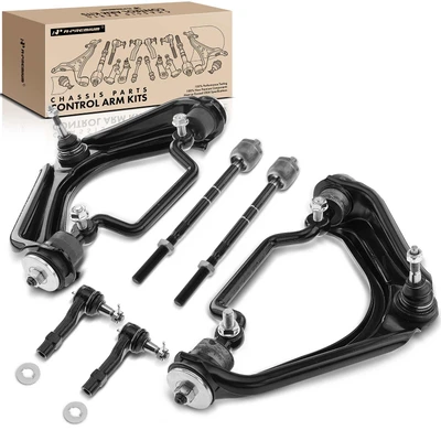 6 Pcs Front Upper Control Arm with Ball Joint Tie Rod End