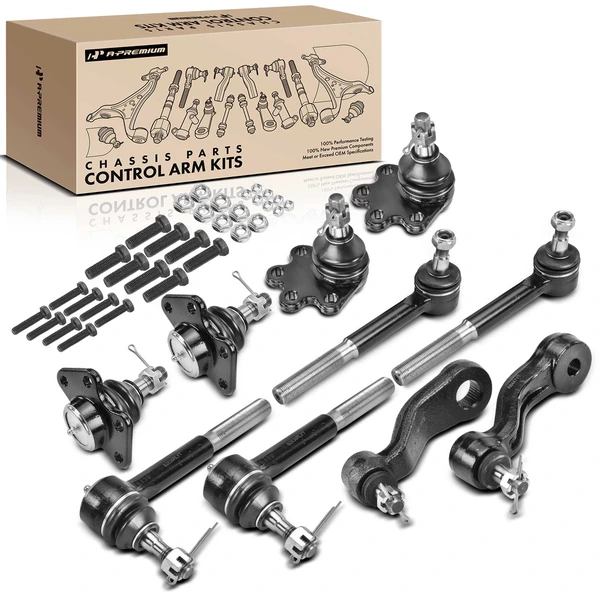 1993-1995 GMC K2500 Suburban A Set of 10 Ball Joint Idler Arm and Tie Rod End Kit Front Inner & Outer A-Premium APCA1129