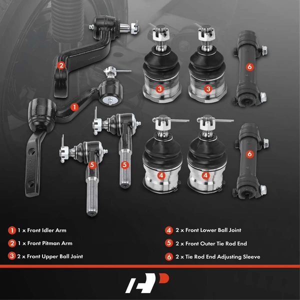 A Set of 10 Ball Joint Adjusting Sleeve Idler Arm Tie Rod End Kit Front Side A-Premium APCA1133