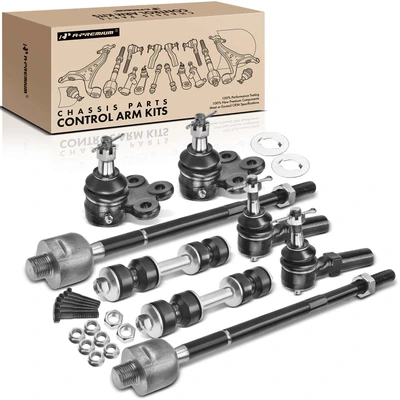 8 Pcs Front Sway Bar Link Kit Tie Rod End