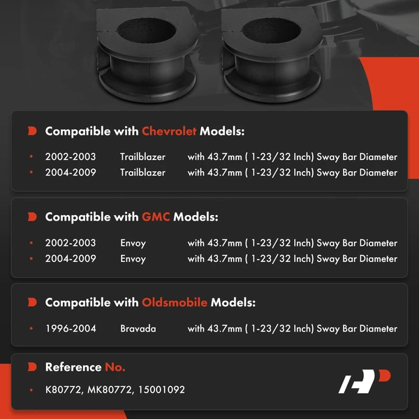 2-Pc Sway Bar Bushing Kit with Bar, Front To Frame A-Premium APCA9536