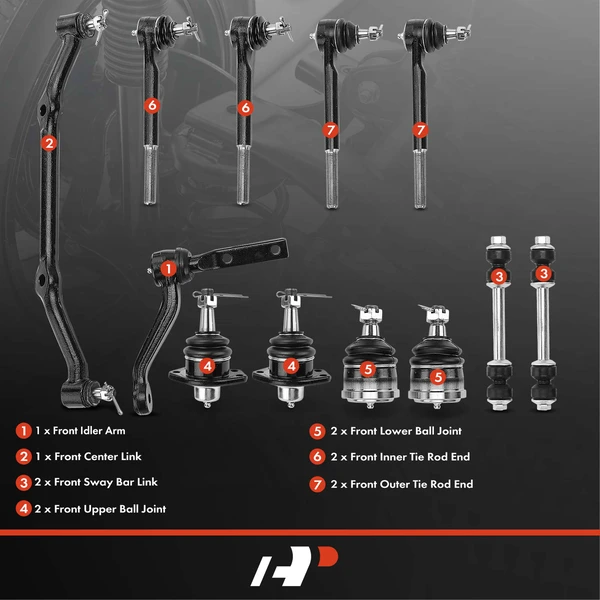 A Set of 12 Ball Joint and Sway Bar Link Full Kit Front Side A-Premium APCA1148