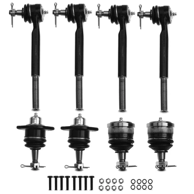 8 Pcs Inner & Outer Tie Rod End & Front Ball Joint