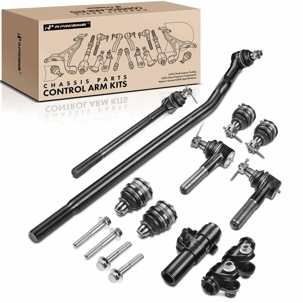 A Set of 10 Ball Joint Tie Rod End and Adjusting Sleeve Kit Inner & Outer A-Premium APCA1153
