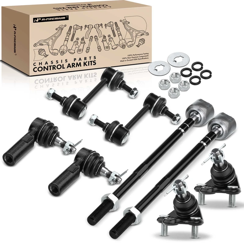 Ball Joint + Sway Bar Link + Tie Rod End, Set of A Set of 8, Inner & Outer, A-Premium APCA1157