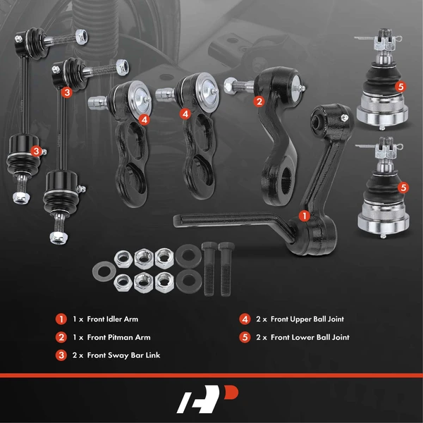 A Set of 8 Ball Joint Idler Arm and Sway Bar Link Kit Front Side A-Premium APCA1168