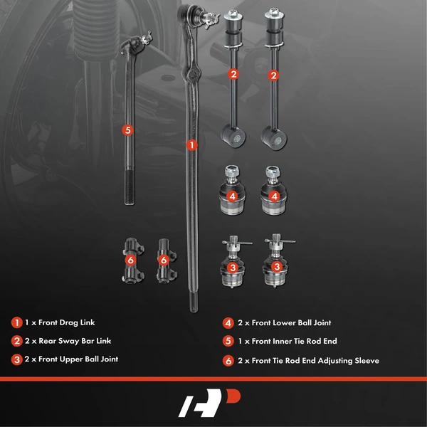 A Set of 10 Ball Joint Adjusting Sleeve Sway Bar Link Tie Rod End Kit Front & Rear A-Premium APCA1189