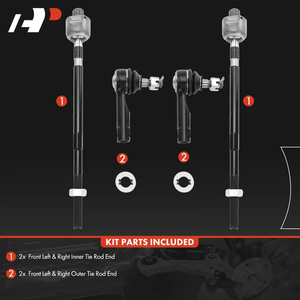 4 Pcs Inner & Outer Tie Rod End for Ford Probe 1993-1997 Mazda 626 1993-2002 MX-6