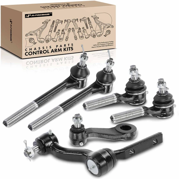 1998-2000 Isuzu Hombre A Set of 6 Ball Joint Idler Arm and Tie Rod End Kit Inner & Outer A-Premium APCA1192