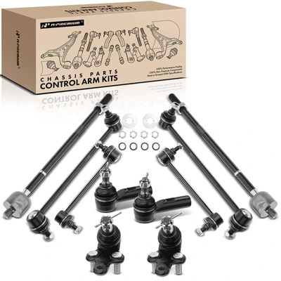 10 Pcs Front & Rear Stabilizer Bar Link & Ball Joints Tie Rod End