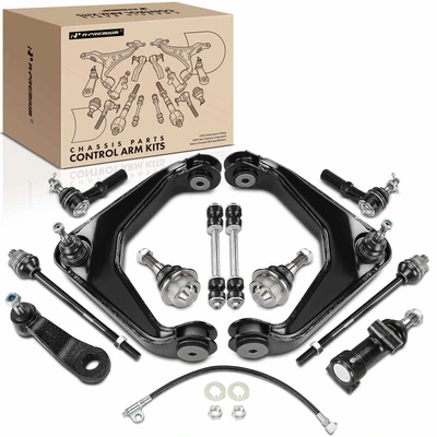 12 Pcs Front Control Arm with Ball Joint Sway Bar Link Tie Rod End