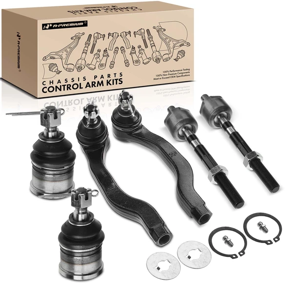 A Set of 6 Ball Joint and Tie Rod End Kit Front, Inner & Outer A-Premium APCA0518