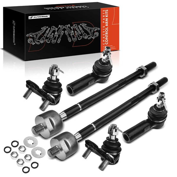 A Set of 6 Ball Joint and Tie Rod End Kit Front Lower, Inner & Outer A-Premium APCA0519