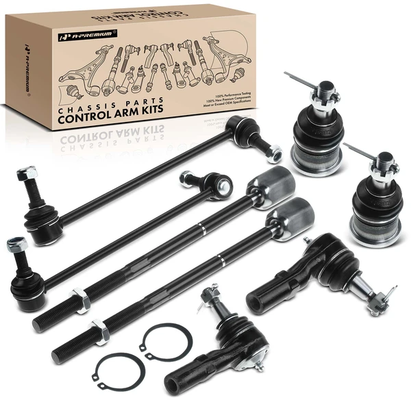 A Set of 8 Ball Joint Sway Bar Link and Tie Rod End Kit Front Inner & Outer A-Premium APCA0524