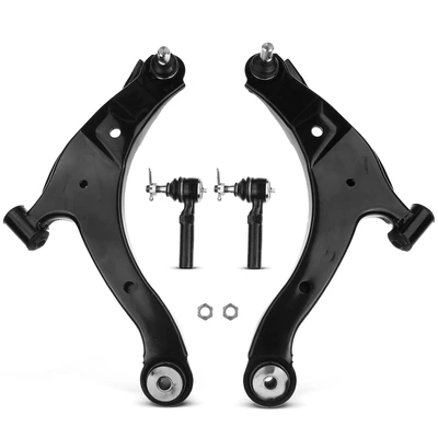 4 Pcs Front Lower Control Arm with Ball Joint Tie Rod End