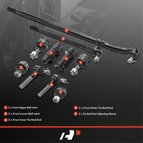 A Set of 10 Ball Joint Tie Rod End and Adjusting Sleeve Kit Front Side A-Premium APCA0551