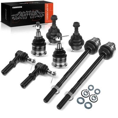 8 Pcs Inner & Outer Tie Rod End & Front Ball Joint