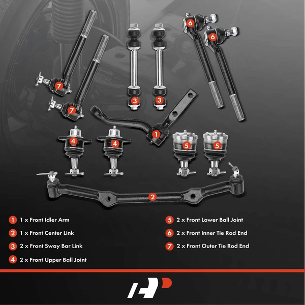A Set of 12 Ball Joint Drag Link and Pitman Arm Kit Front Side A-Premium APCA0566