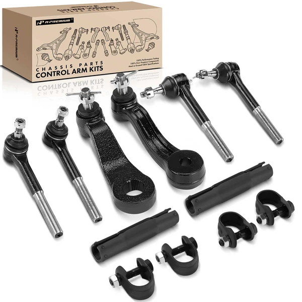 1993-1999 Chevrolet K2500 Suburban A Set of 8 Tie Rod End Adjusting Sleeve Idler Arm Pitman Arm Kit Inner & Outer A-Premium APCA0587