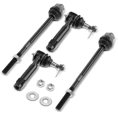 4 Pcs Front Inner & Outer Tie Rod Ends