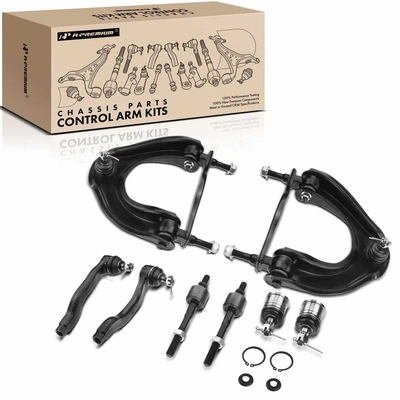8 Pcs Front Control Arm with Ball Joint & Tie Rod End Assy