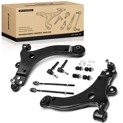 8 Pcs Front Lower Control Arm Sway Bar Tie Rod End