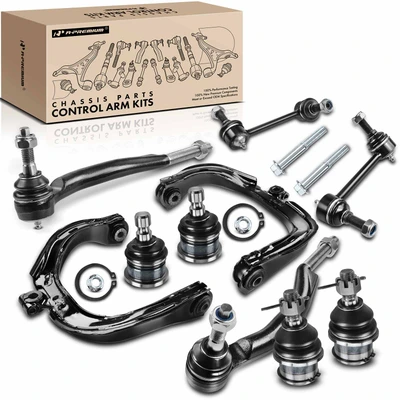 10 Pcs Front&Rear Control Arm Sway Bar Link Tie Rod End Ball Joint