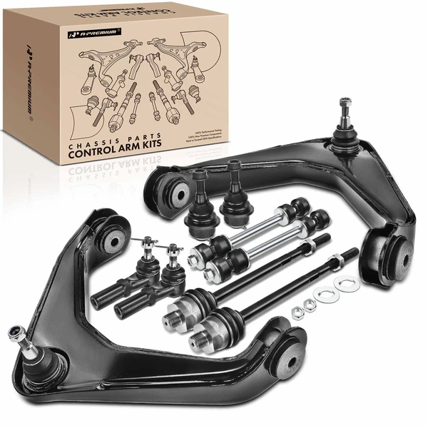 2001-2007 Chevrolet Silverado 2500 HD A Set of 10 Control Arm Ball Joint Sway Bar Link Tie Rod End Kit Front Side A-Premium APCA0624