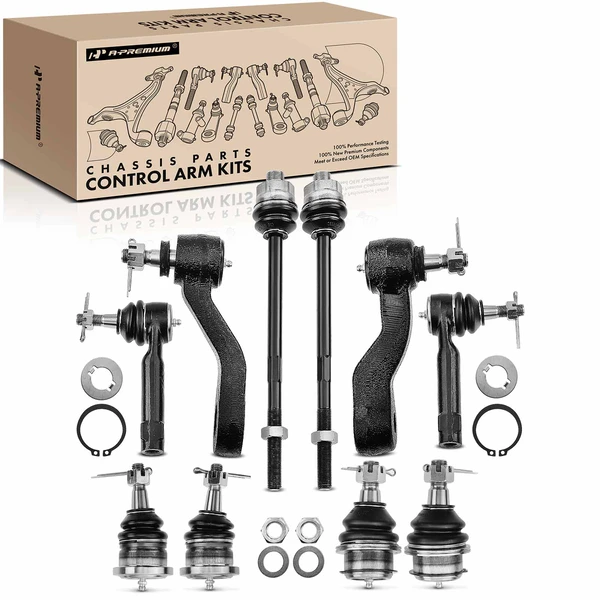 2002-2006 Cadillac Escalade A Set of 10 Ball Joint Bracket Idler Arm Tie Rod End Kit Inner & Outer A-Premium APCA0642