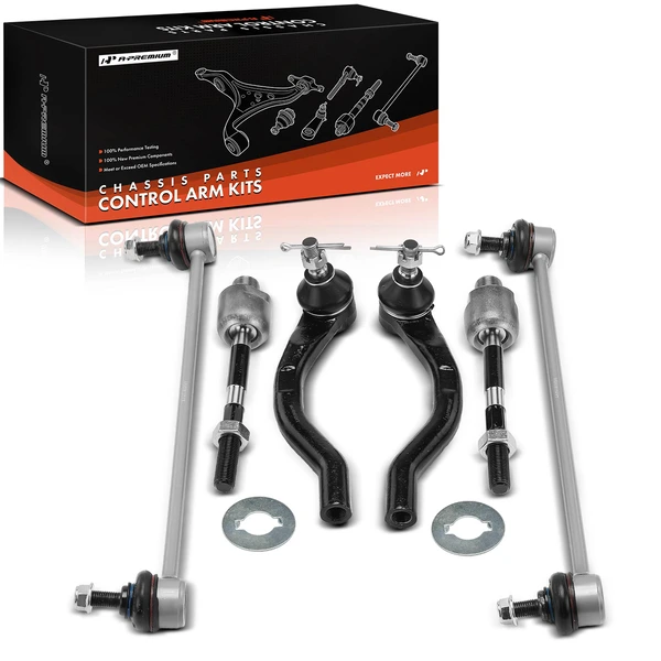 A Set of 6 Sway Bar Link and Tie Rod End Kit Front Side A-Premium APCA7029