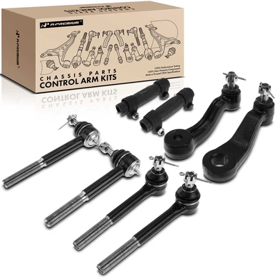 8 Pcs Idler Arm Pitman Arm & Tie Rod End with Adjusting Sleeve