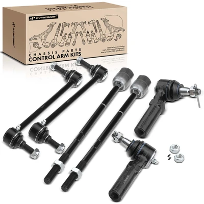 6 Pcs Front Stabilizer Bar End Link & Steering Tie Rod End