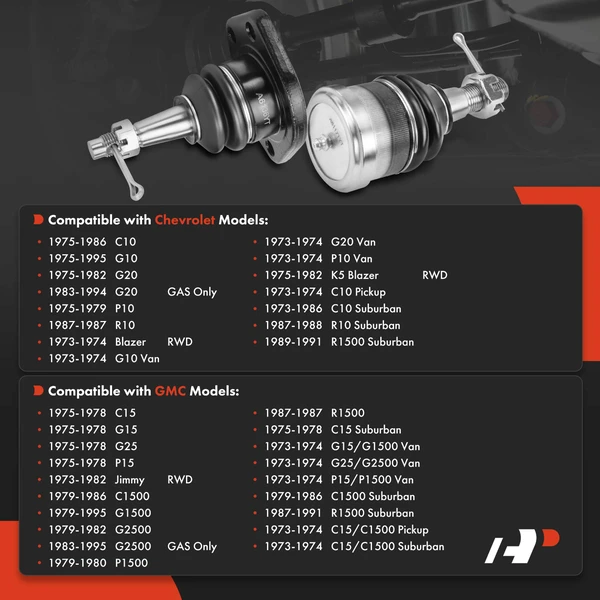 4 Pcs Suspension Ball Joint for Chevy Blazer C10 Suburban GMC Jimmy C1500 Suburban