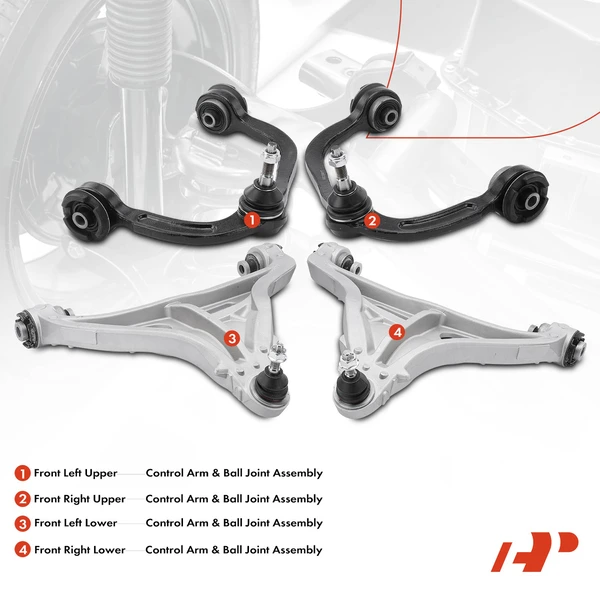 4-Pc Control Arm Ball Joint, Front Side with Ball Joint A-Premium APCA3816