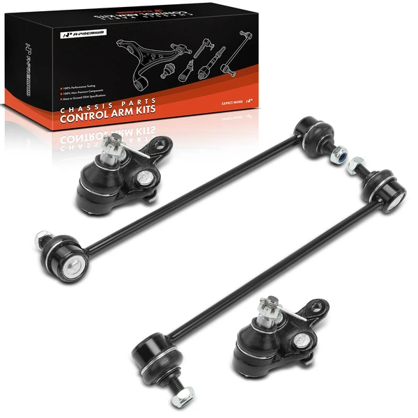 A Set of 4 Ball Joint and Sway Bar Link Kit Front Side A-Premium APCA0782