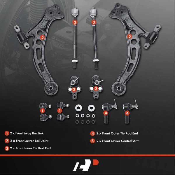 A Set of 10 Control Arm Ball Joint Sway Bar Link Tie Rod End Kit Front Side A-Premium APCA1486
