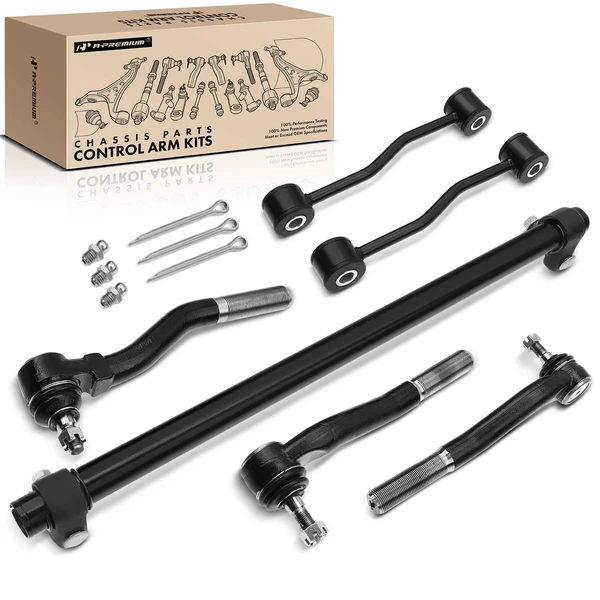 A Set of 6 Sway Bar Link Adjusting Sleeve and Tie Rod End Kit Front Inner & Outer A-Premium APCA1496