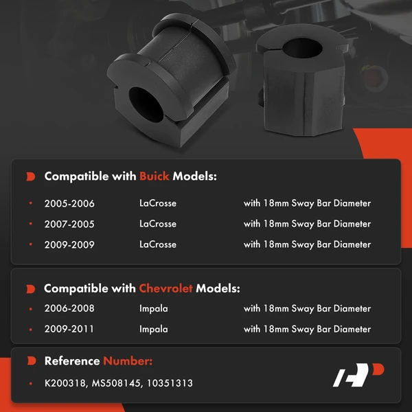 2-Pc Sway Bar Bushing Kit with Bar, Rear To Frame A-Premium APCA9553