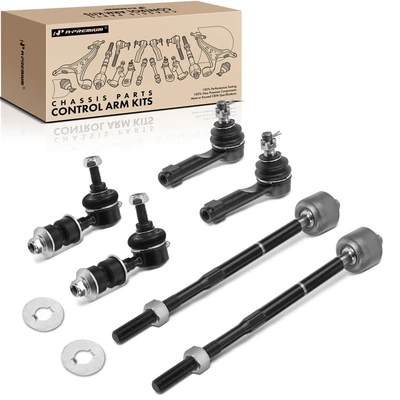 6 Pcs Front Stabilizer Bar Link Inner & Outer Tie Rod End