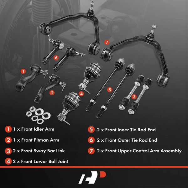 A Set of 12 Control Arm and Ball Joint Full Kit Front Side A-Premium APCA1516