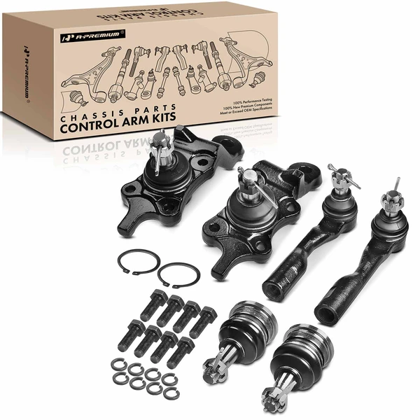 2000-2002 Toyota Tundra A Set of 6 Ball Joint and Tie Rod End Kit Front Side A-Premium APCA1523